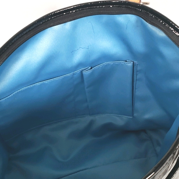 Coach Black Tote Patent Leather Turn Lock Blue - Picture 14 of 14